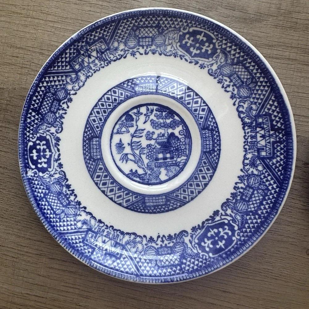 Willow Ware By Royal China Tea Coffee Cup & Saucer Set Plus Extra Saucer - Picture 4 of 12